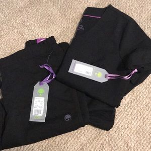 NWT black scrubs set